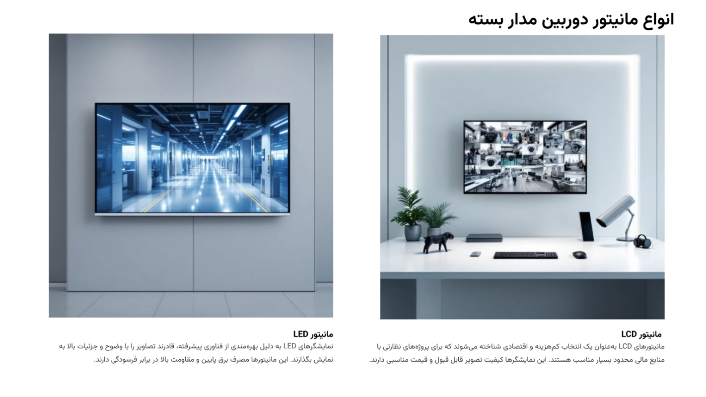 انواع مانیتور دوربین مدار بسته