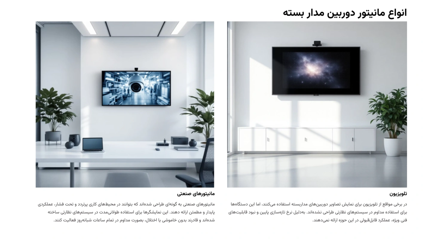 انواع مانیتور دوربین مدار بسته