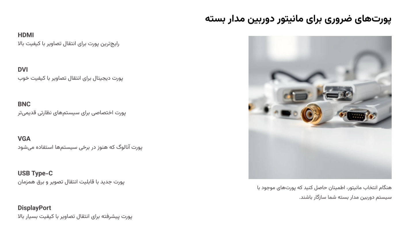 پورت‌های ضروری برای مانیتور دوربین مدار بسته